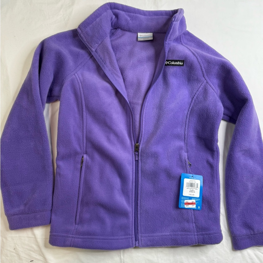 Columbia Jacket Girls Large Long Sleeve Full Zip Fleece Outdoors Purple A030725
